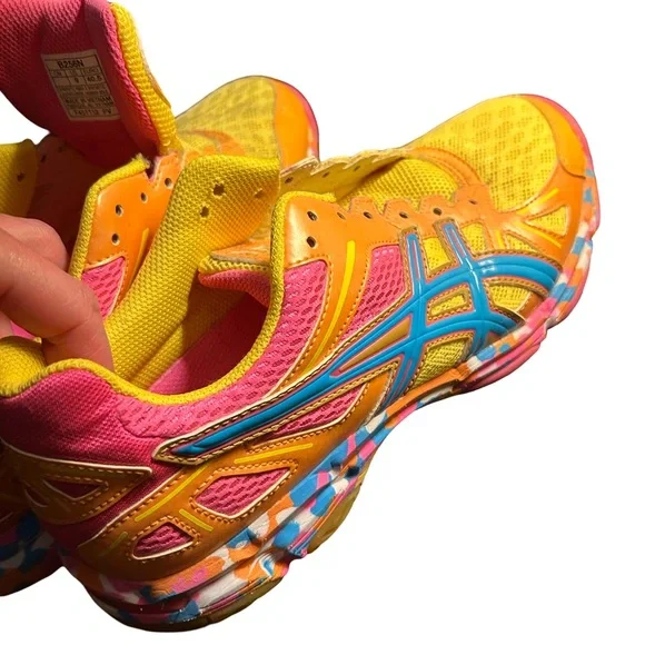 Asics Gel Flashpoint Running Cross Training Volleyball Orange Flame Pink Sneaker - Picture 8 of 11